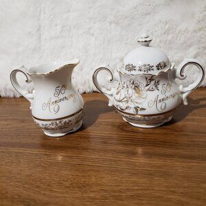 Norcrest‎ Chatillon 50th Anniversary Sugar  Creamer Chatillon Porcelain Gift